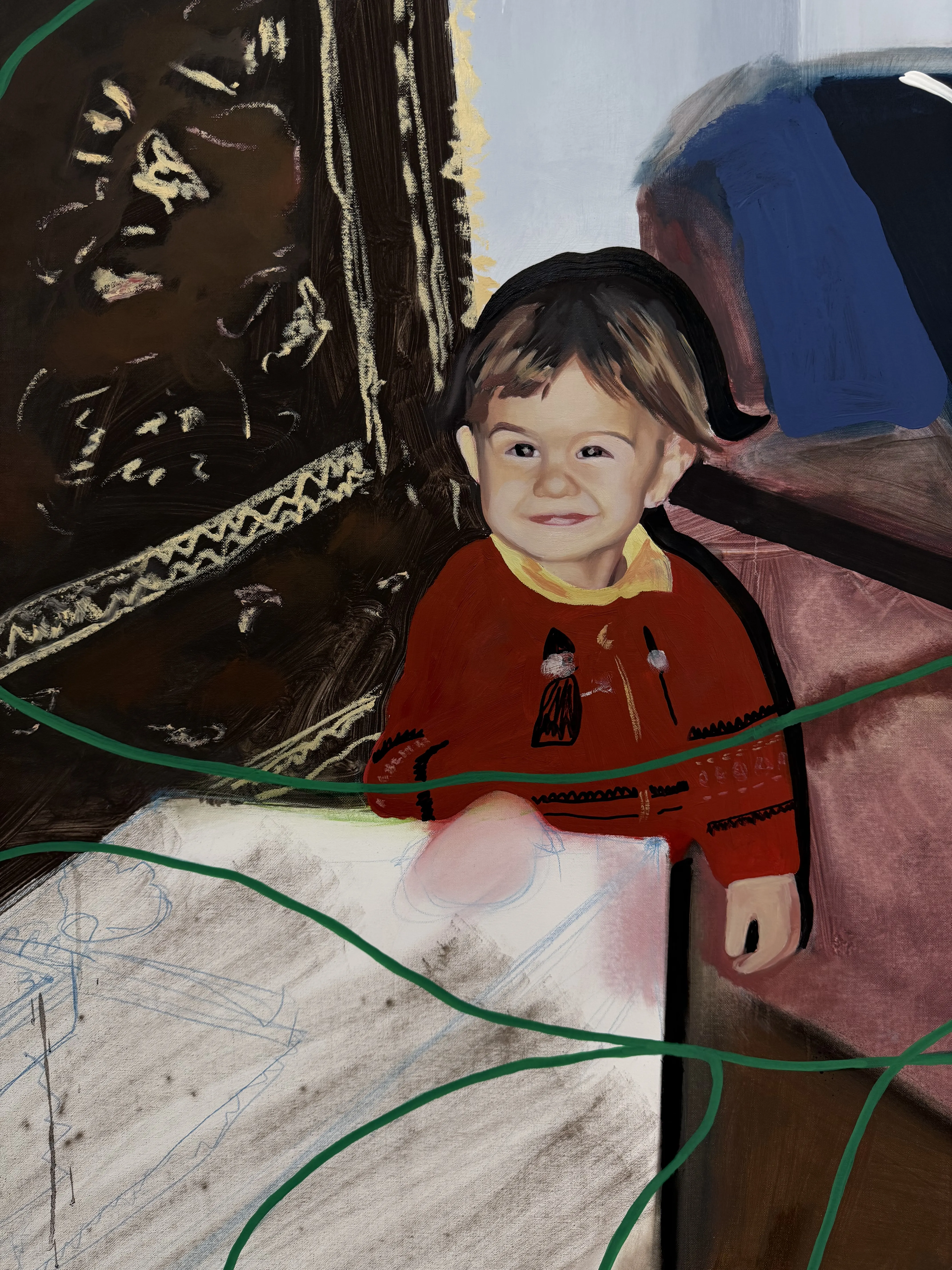 Image of Hide and seek by Adriana Shportan, size: 157x115, made of oil, acrylic, spray on canvas, from London, priced at £2500 Photo 3 of 6.